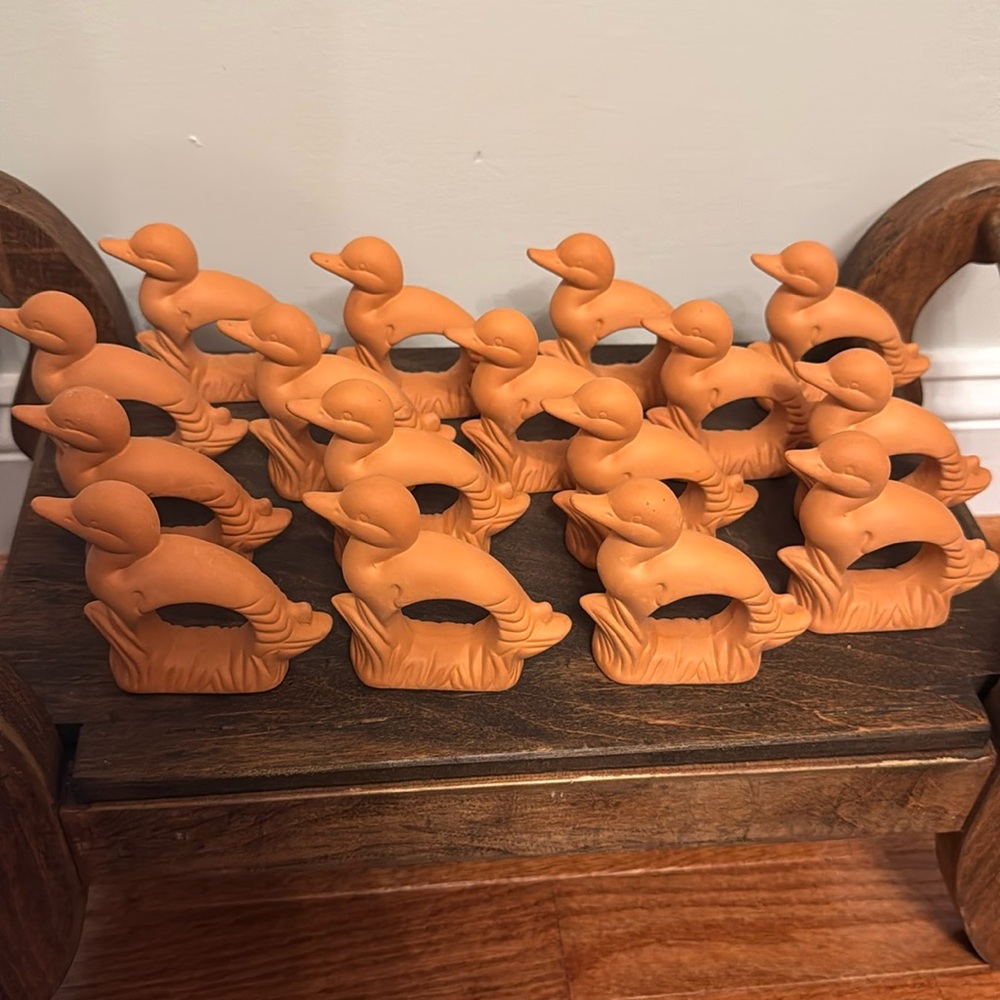 Vintage Terra Cotta Duck Napkin Rings